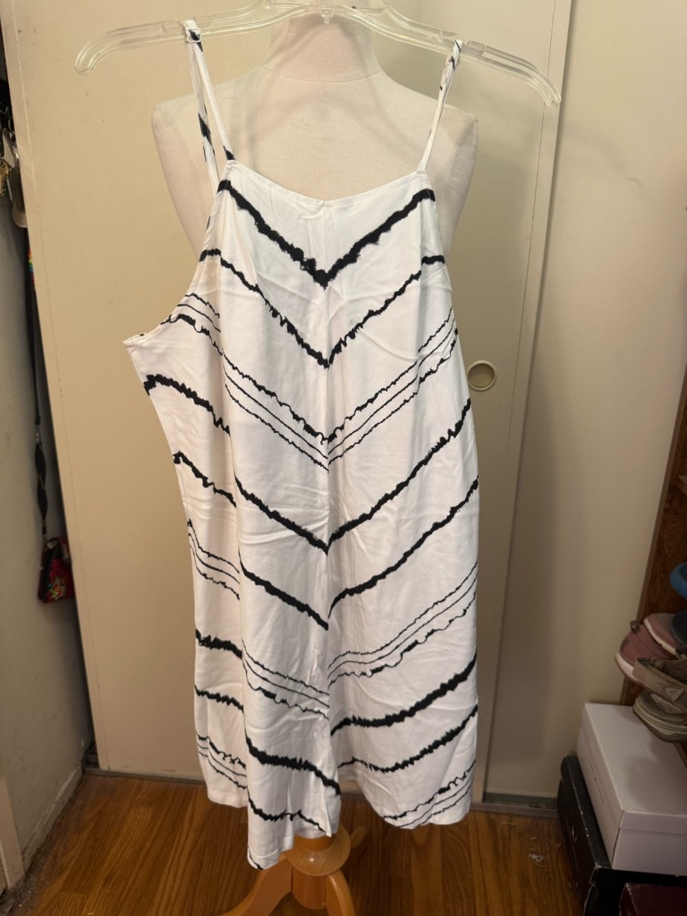 RVCA WHITE BLACK Striped LOOSW JUMPSUIT LARGE